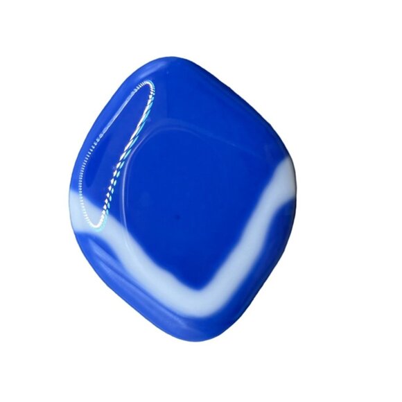 Blue & White Glass Brooch Pin A10 - Picture 2 of 5